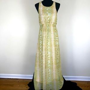 Bar III Yellow Green Print Summer Maxi Dress